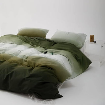 Cottonight Gradient Army Green Comforter Set Queen Dark Green Bedding Comforter Set Full Gradient Grey and Green Blanket Quilts Modern Soft Breathable Aesthetic Green Bedding Set for Women Men