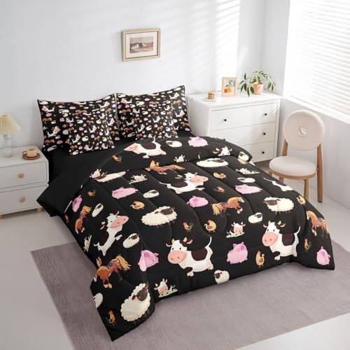Feelyou Farm Animal 7 Piece Bedding Set Full Size for Boys Girls