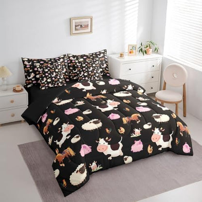 Feelyou Farm Animal 7 Piece Bedding Set Full Size for Boys Girls