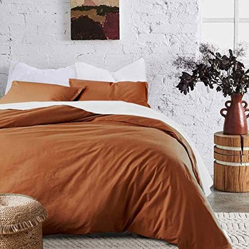 Burnt Orange 3 Piece California King Bedding Set, Soft Modern Terracotta Microfiber Down Alternative Comforter with Pillowcases