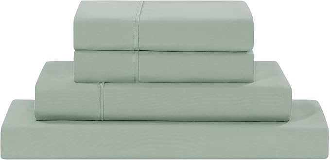 Modern Threads Soft Microfiber Solid Sheets - Luxurious Microfiber Bed Sheets - Includes Flat Sheet, Fitted Sheet with Deep Pockets, & Pillowcases Seafoam California King