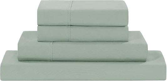 Modern Threads Soft Microfiber Solid Sheets - Luxurious Microfiber Bed Sheets - Includes Flat Sheet, Fitted Sheet with Deep Pockets, & Pillowcases Seafoam California King