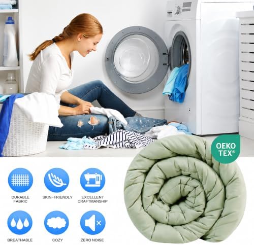 EASELAND Oversized King Down Alternative Comforter, Sage Green, 98x116