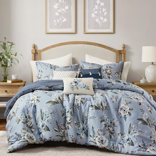 Madison Park Reversible Vintage Floral Comforter Set, 7PC Cal King Bed Set