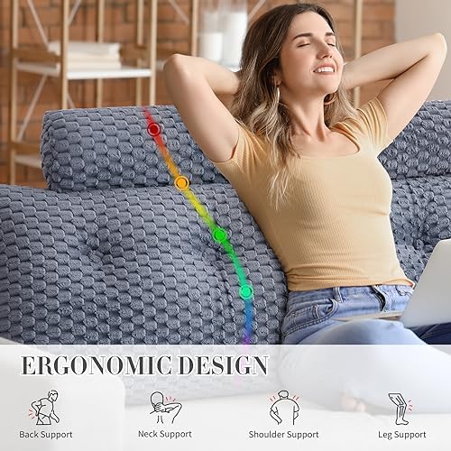 EUHAMS Headboard Pillow Twin with Neck Roll, Triangular Backrest Pillow