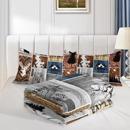 QOOMO Hunting Deer Kids Comforter Set Twin Size