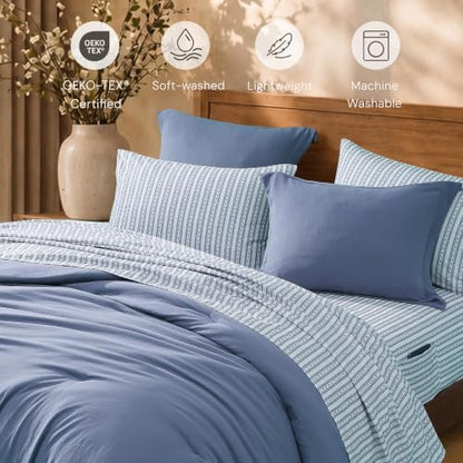 BLOOMHAVEN Oversized King Comforter Set-7 Pieces Soft Recycled Bed in a Bag
