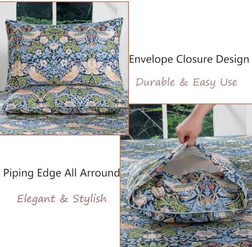 FADFAY Twin XL Sheets Set 4 Piece College Bedding, 100% Egyptian Cotton Floral Bird Dorm Room Bedding, Soft Breathable Dorm Sheets Extra Long with Deep Pocket Luxury Hotel Quality for All Seasons