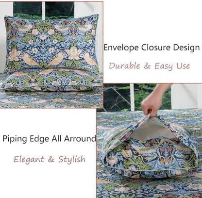 FADFAY Twin XL Sheets Set 4 Piece College Bedding, 100% Egyptian Cotton Floral Bird Dorm Room Bedding, Soft Breathable Dorm Sheets Extra Long with Deep Pocket Luxury Hotel Quality for All Seasons