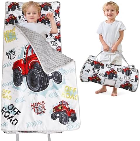 Lasoftan Toddler Nap Mat with Pillow and Blanket, Extra Large Rolled Napping Mats,Slumber Bags for Boys Girls,Kids Sleeping Bag for Daycare, Preschool Travel Camping