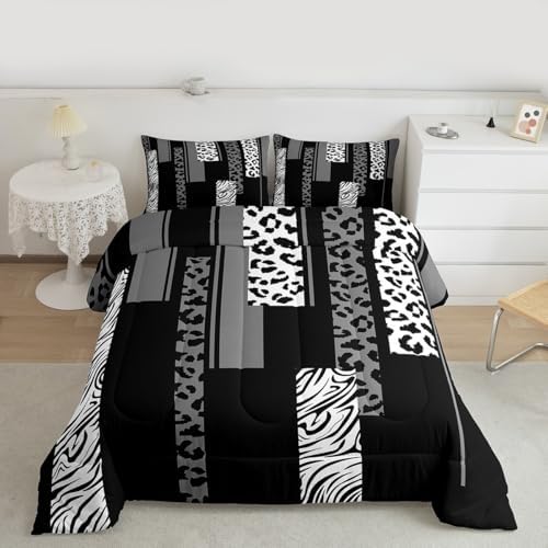 Animal Print Leopard Zebra Comforter Set Full Size Kids Boys Bedding