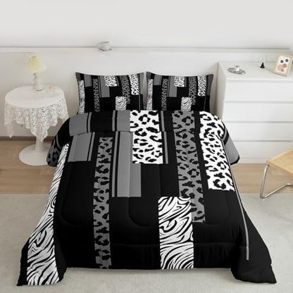 Animal Print Leopard Zebra Comforter Set Full Size Kids Boys Bedding