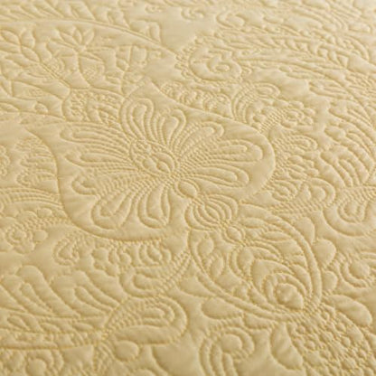 HoneiLife Queen Bedspreads Oversized - 110"x106" Quilt Sets 3-Piece, Quilt Bedding Sets for All Season Use, Reversible Coverlet for Queen Beds-Yellow