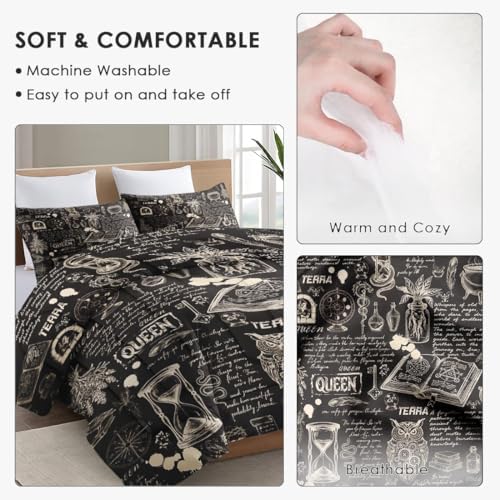 WeCozy Queen Comforter Set, 3 Pieces Gothic Goth Bedding, All Season