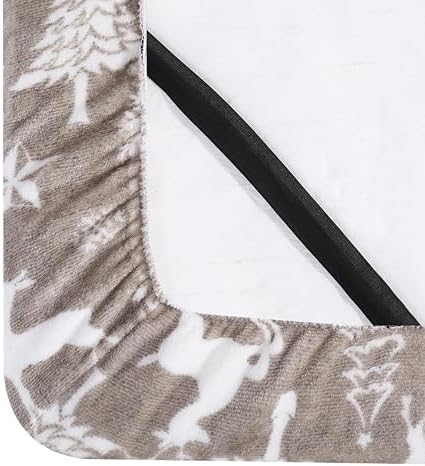 Elegant Comfort Luxuriously Soft 4-Piece Holiday Velvet Plush Flannel Sheet Set - Premium Quality - Cozy Warm, Christmas Fuzzy Velvet Flannel Fleece Deep Pocket Sheet Set - Cal King, Silver Reindeer
