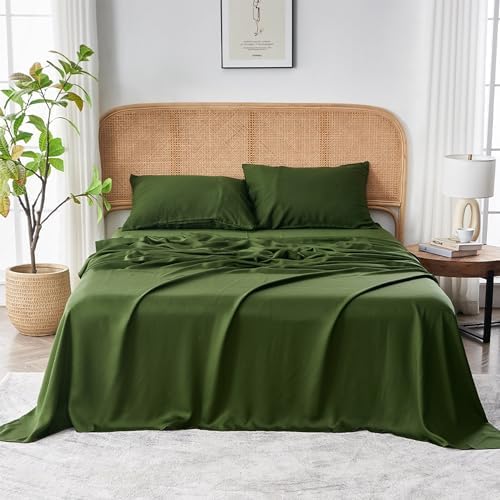 Sijo AiryWeight Tencel Sheet Set, 100% Lyocell Derived from Eucalyptus, Buttery Soft, Architectural Digest Best Cooling Sheets Winner, 1 Top Sheet Only (Forest, Twin/Twin XL)