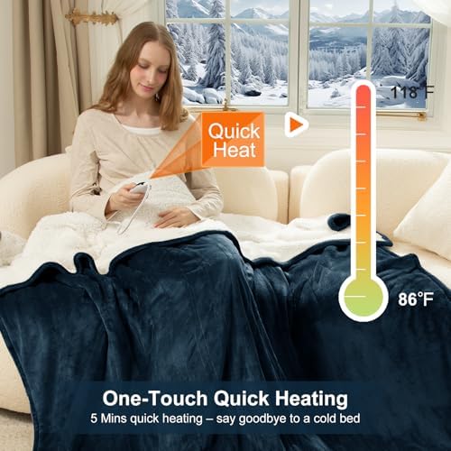 Heating Blanket Full Size, Fast Heating Full Electric Blanket