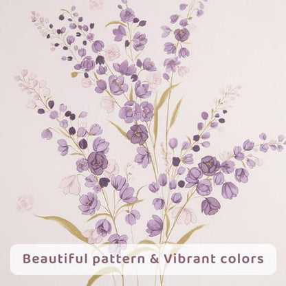 QSH Purple Floral Bed Sheets King Size 100% Egyptian Cotton Lavender Flower Bedding Sheets King Size Bedsheets Sets 17.5" Extra Deep Pocket 4pcs