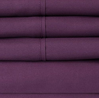 Twin XL Size Bed Sheets - 4 Piece 1500 Supreme Collection Fine Brushed Microfiber Deep Pocket Twin X-Large Sheet Set Bedding - 1 EXTRA PILLOW CASES, GREAT VALUE, Twin XL, Purple