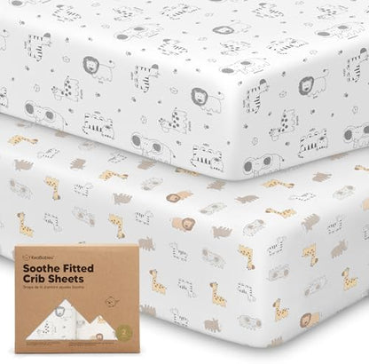 KeaBabies 2pk Organic Cotton Crib Sheets for Boys Girls 52x28, KeaSafari