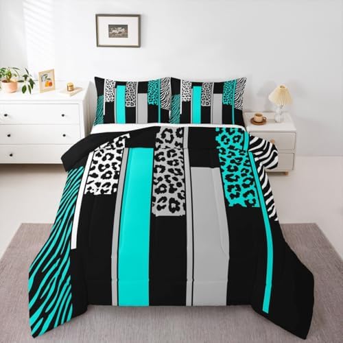 Feelyou Animal Print Ombre Leopard Comforter Set Full Size Kids Boys Girls