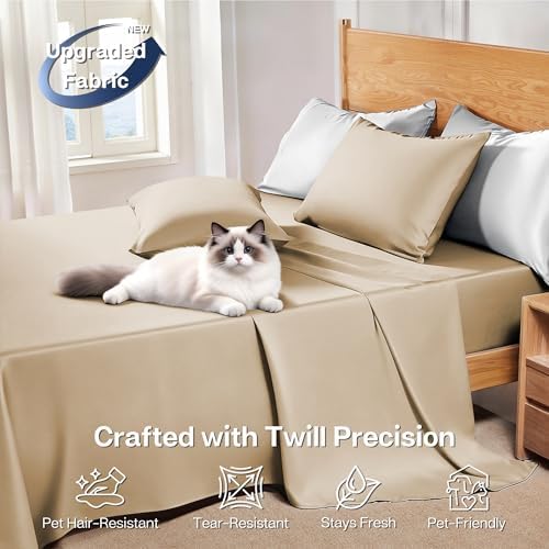 MR&HM California King Sheets 4 Pieces, Rayon Derived from Bamboo Blend