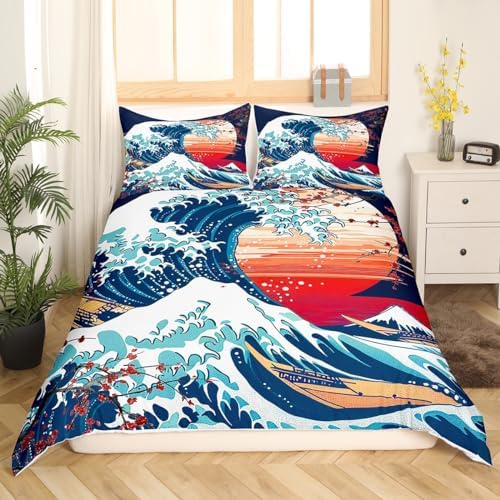 Feelyou Japanese Wave Duvet Cover Twin Size Boys Girls Teens