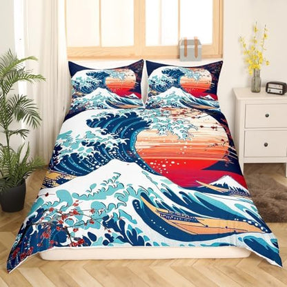 Feelyou Japanese Wave Duvet Cover Twin Size Boys Girls Teens