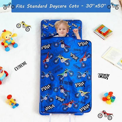 Lasoftan Toddler Nap Mat with Pillow and Blanket, Extra Large Rolled Napping Mats,Slumber Bags for Boys Girls,Kids Sleeping Bag for Daycare, Preschool Travel Camping
