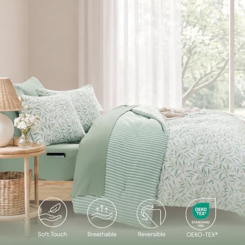 Monbix King Comforter Set-7 Pieces Floral Bed in a Bag King Bedding Sets