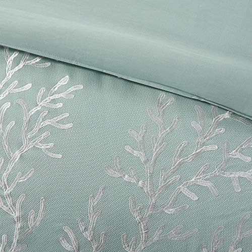 Harbor House Cotton Comforter Set - Coastal Oceanic Sealife Design, All Season Down Alternative Bedding with Matching Shams, Bedskirt, King(110"x96"), Coastline, Coral Aqua, 4 Piece