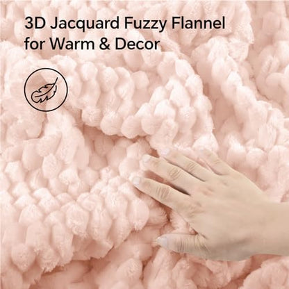 BEDELITE Fluffy Full Size Comforter Set, Pink Fleece Bed Set 3 Pieces