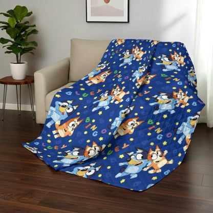 Northwest Bluey Goofing Around Quilted Throw Blanket – Official Cartoon Throw Blanket Featuring Bluey, for Adults Boys Girls Bed, Couch, or Playroom, 60 x 80 Inches