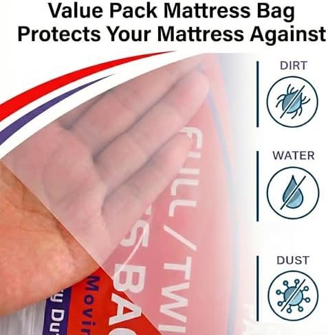 2 PK 4Mil Heavy Duty Twin XL/Twin/Full Mattress Bags for Moving,Clear Plastic Mattress Bags for Storage, Twin/Full Mattress Cover for Moving
