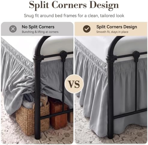 RIMELA Bed Skirt with Split Corners, King, 18 Inch Drop, Silver Grey