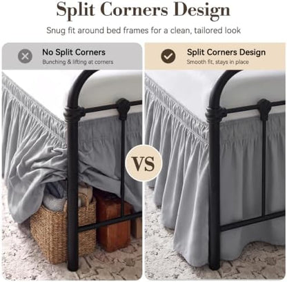 RIMELA Bed Skirt with Split Corners, King, 18 Inch Drop, Silver Grey