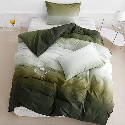 Houseri White and Green Comforter Set Twin Gradient Green Comforter Bedding Sets Twin Size, Twin(68‘90‘-Comforter)