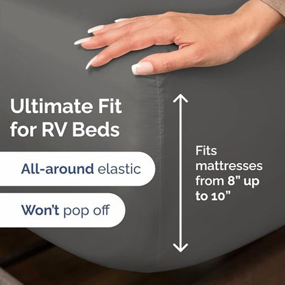 Short Queen Size 4 Piece Sheet Set - RV Short Queen, Soft, Breathable & Cooling Bed Sheets Set w/ Deep Pockets - Hotel Luxury Bedding for Women, Men, Kids, Teens, Boys & Girls - Oeko-Tex - Charcoal