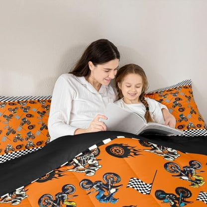 Feelyou Dirt Bike Comforter Set Twin Size Extreme Sports Bedding Set