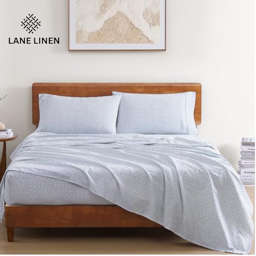 LANE LINEN Twin Sheet Set 100% Organic Cotton Percale Cooling - Polka Dot