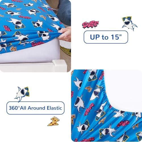 Viviland Twin Bedding Set for Boys 7 Piece Bed in a Bag with Comforter, Sheets, Pillowcases Soft Microfiber Kids Comforter Set, Oeko Certified, Machine Washable, Fun Sea Adventure Theme