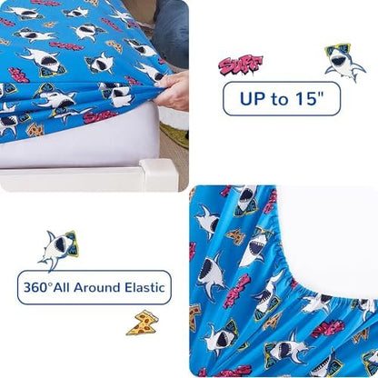 Viviland Twin Bedding Set for Boys 7 Piece Bed in a Bag with Comforter, Sheets, Pillowcases Soft Microfiber Kids Comforter Set, Oeko Certified, Machine Washable, Fun Sea Adventure Theme