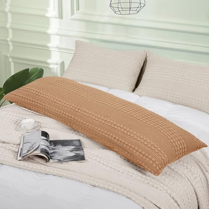 PHF Cotton Waffle Body Pillowcase 20" x 54", Clay, No Insert