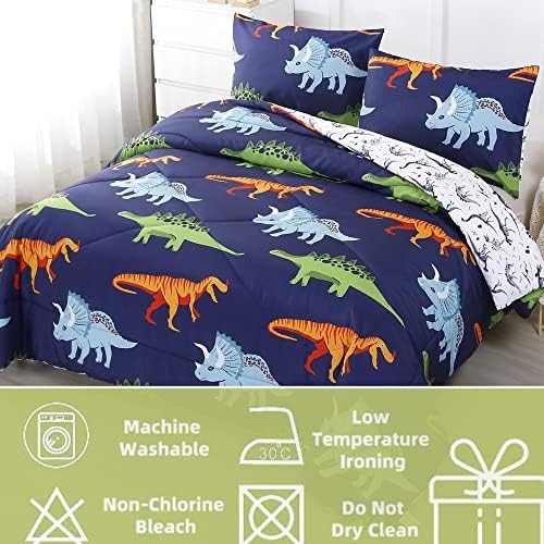 RYNGHIPY Twin Dinosaur Comforter Set 3Pcs Cartoon Bedding Set for Kids Boys