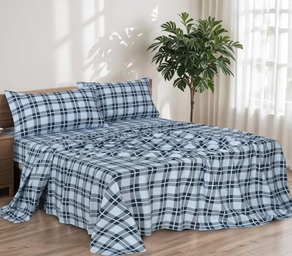 RUVANTI Flannel Sheets Set Full Size, Illusion Check