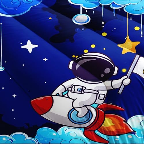 Blue Space Galaxy Comforter Set - Twin Size Astronaut Bedding With Space Themed Design, Cute Astronaut Comforter For Boys' Room Decor