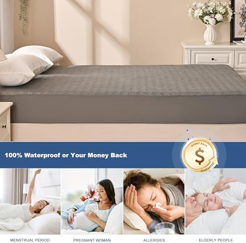 GRT Waterproof Mattress Protector King, Bamboo Charcoal Fiber Mattress Pad