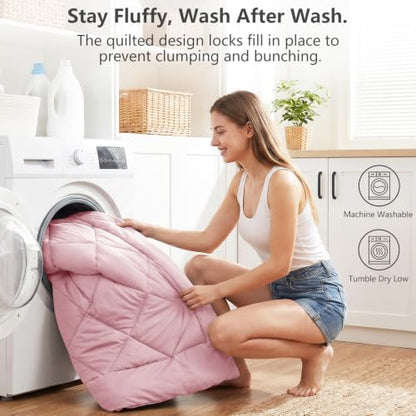 CozyLux Oversized Queen Comforter Set 98"x98", 7 Piece, Pink