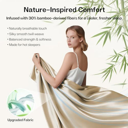 MR&HM California King Sheets 4 Pieces, Rayon Derived from Bamboo Blend