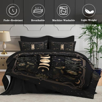 WeCozy Twin Comforter Set with Sheets, 5 Pieces Celestial Moon Bedding